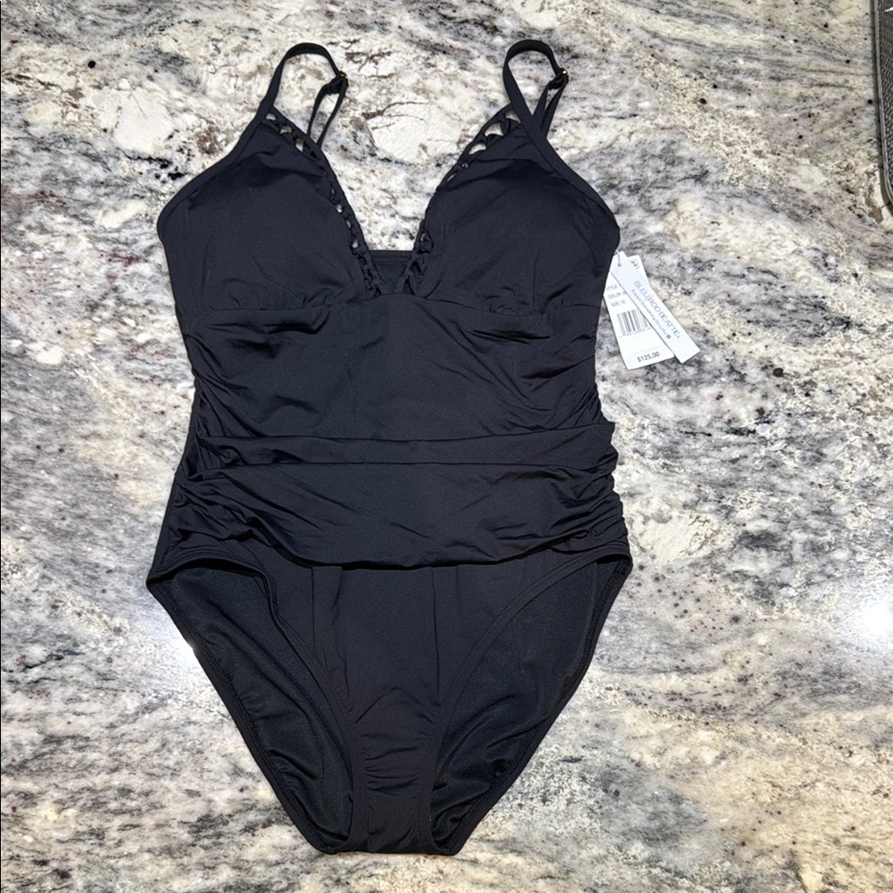 NWT Bleu Rod Beattie Black One Piece Swimsuit!